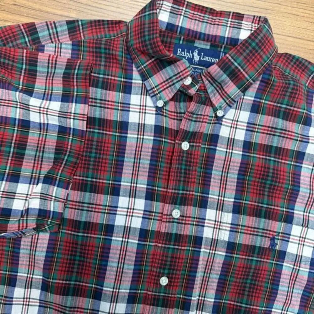 Polo Ralph Lauren Men Large Blaire Plaid Button Down Preppy Equestrian Old Money